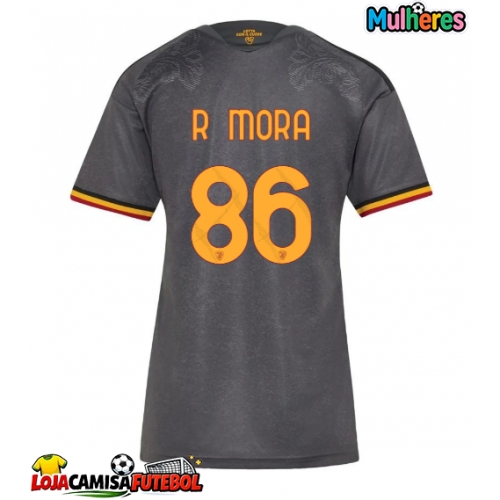 Camisa de Futebol AS Roma Rodrigo Mora #86 Equipamento Alternativo Mulheres 2026-27 Manga Curta